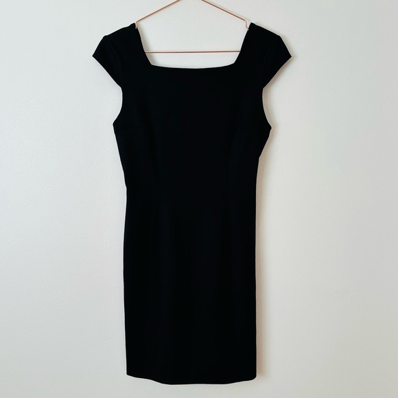 Helmut Lang Dress mini Bodycon Short Cap Sleeves square neck virgin wool - Picture 4 of 8